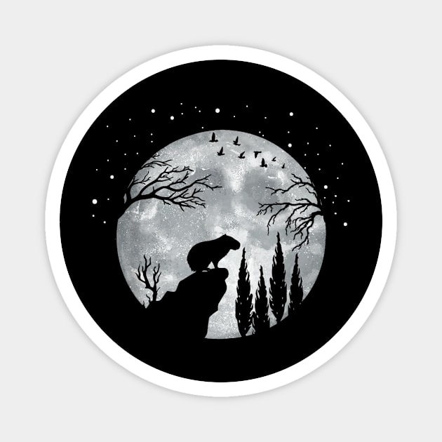 Capybara Slhouette Night Sky Magnet by Derrick Ly